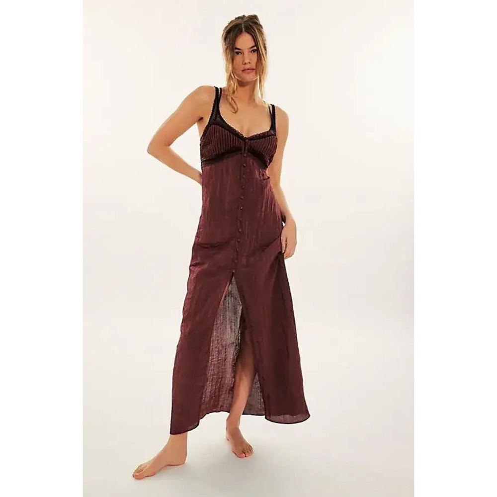 Intimately Free People Brighter Days Lace Trim Slip Dress Shiraz XS OB1375276